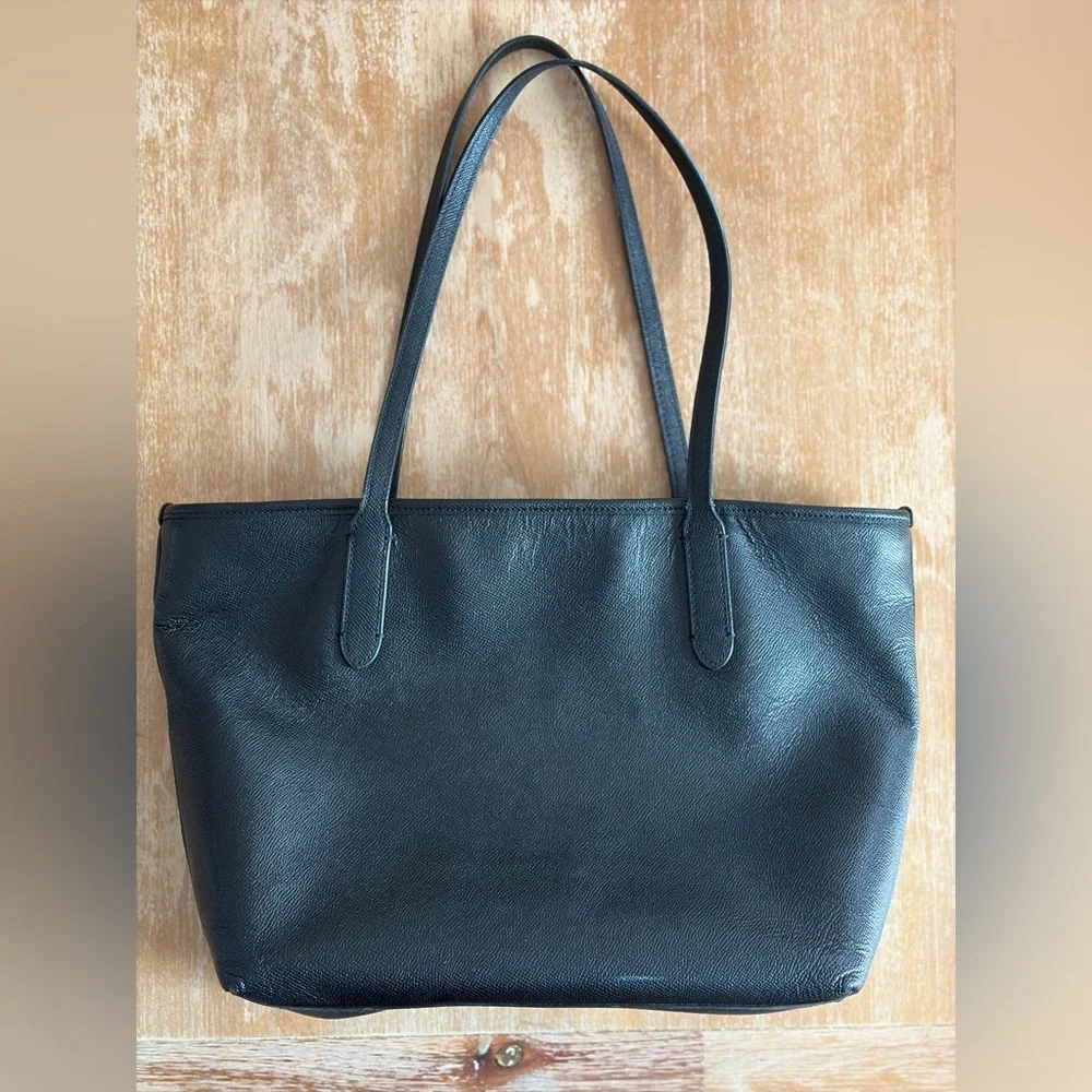 Coach Black Leather Tote - Picture 2 of 5